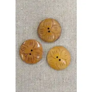 Træknap m/blomst, 32 mm. - lakeret - Træ- og Horn-knapper