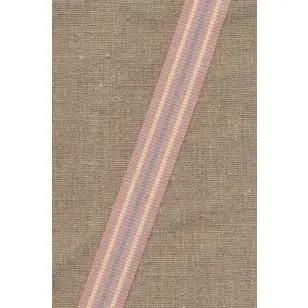 Flexibelt bånd i rosa med striber i off-white og grå. - Gjordbånd, bændel og sportsbånd