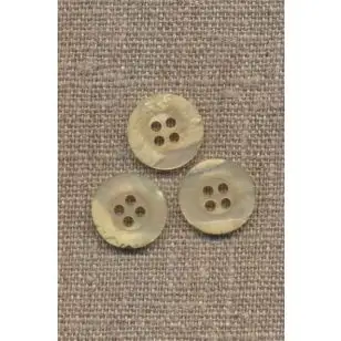 4-huls knap krakeleret creme 15 mm. - Knapper Brun, beige og off-white