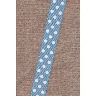 Grosgrainbånd 25 mm. lyseblå med prikker - Gjordbånd, bændel og sportsbånd