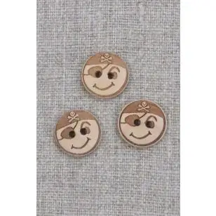 Træknap med pirat, 15 mm. - Træ- og Horn-knapper