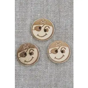 Træknap med pirat, 18 mm. - Træ- og Horn-knapper