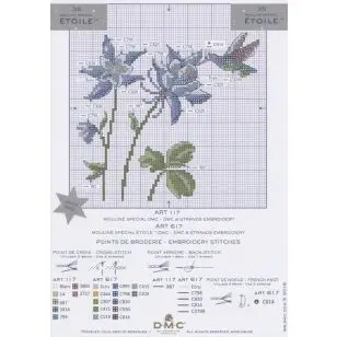 Gratis Broderimønster - Med Blomster og kolibri - Broderi Mønstre - Kit