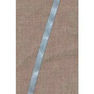 Bånd stribet i hvid og turkis 10 mm. - Div. bånd