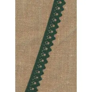 Bomulds-blonde i grøn med takket kant, - 18 mm. - Blonder