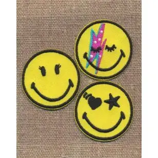 Motiv Smiley 3 stk. lyn, stjerner smil - Drengemotiver og fodbold