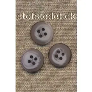 4-huls knap meleret lys grå, grå, klar 18 mm. - Knapper Hvid, grå og sort