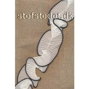 Bånd med flæser i hvid - sort - Div. bånd