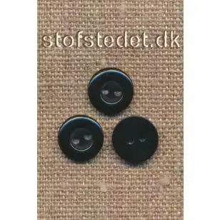 Lille 2-huls knap i sort 11 mm. - Knapper Hvid, grå og sort