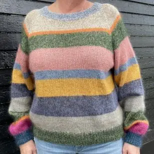 Stribet bluse strikket med Mohair og guldtråd - Inspiration