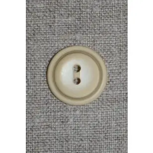 Creme farvet 2-huls knap m/kant, 22 mm. - Knapper Brun, beige og off-white