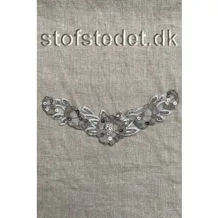 Besætning m/palietter & perler lys grå-brun. - Besætninger