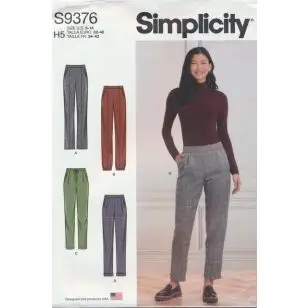Simplicity 9376 bukser med skrålomme og elastik - Simplicity mønstre