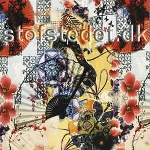 Viskose jersey i digitalprint med vifte, blomster, sommerfugl - Viscose jersey mønstret