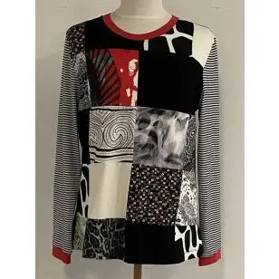 Bluse i viskose jersey i rester i firkanter - Inspiration