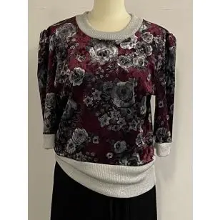 Bluse i velour med kanter i sølv strik syet efter Minikrea 70270 - Inspiration