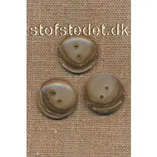 Meleret beige-brun 2 huls knap 23 mm. - Knapper Brun, beige og off-white