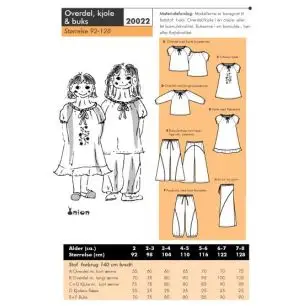 Onion 20022 -Overdel, kjole & buks. - Snitmønstre Onion til børn