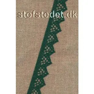 Bomulds-blonde i flaskegrøn med takker- 20 mm. - Blonder