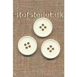 4-huls knap knækket hvid, 18 mm. - Knapper Hvid, grå og sort