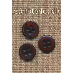 Lille 4-huls knap i mørk brun 10 mm - Knapper Brun, beige og off-white
