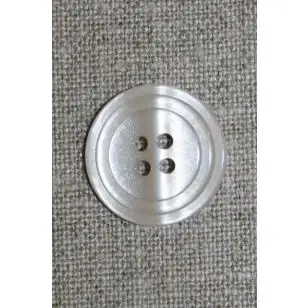 Knækket hvid 4-huls knap, 20 mm. - Knapper Hvid, grå og sort