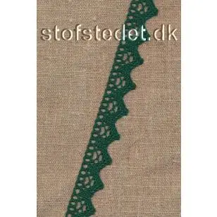 Bomulds-blonde i flaskegrøn med takker- 18 mm. - Blonder