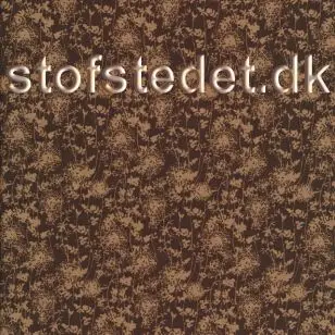 Bomulds poplin med blomster brun og beige. - Blomstret bomuld