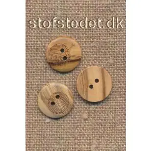 Træknap lys med garnnøgle 15 mm. - Træ- og Horn-knapper