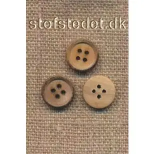 4-huls Træknap lys med brændt kant, 12,5 mm. - Træ- og Horn-knapper