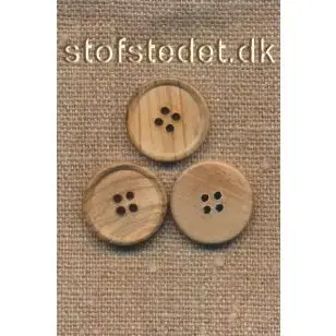4-huls Træknap lys med brændt kant, 20,5 mm. - Træ- og Horn-knapper