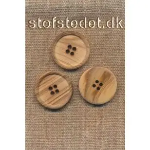 4-huls Træknap lys med brændt kant, 25,5 mm. - Træ- og Horn-knapper