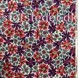 Patchwork stof med blomster Kalmia i hindbær, lilla, petrol - Kaffe Fassett - Patchworkstof