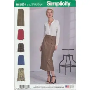Simplicity 8699 Slå-om Nederdel til fast stof - Simplicity mønstre