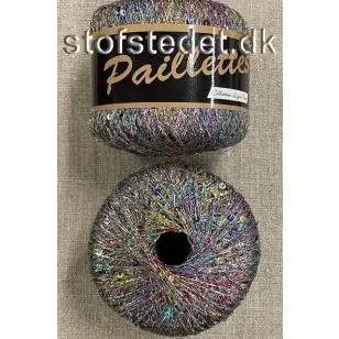 Garn med palietter i multifarvet - P:2½-4 - Garn med glimmer/lurex & palietter
