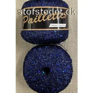 Garn med palietter i koboltblå - P:2½-4 - Garn med glimmer/lurex & palietter