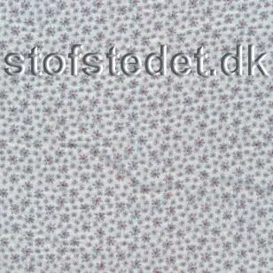 Bomuld i Double Gauze små-blomstret i digitalprint, i hvid, denim, hindbær - Blomstret bomuld