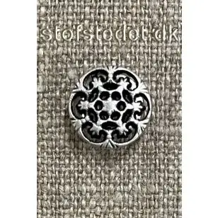 Metal-knap med blomst gl.sølv, 12½ mm. - Guld-, sølv- og metalknapper