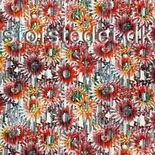 Viscose jersey i digitalprint i hvid med blomster i rød, gul, grøn - Viscose jersey mønstret