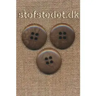 4-huls knap i brun meleret 23 mm. - Knapper Brun, beige og off-white