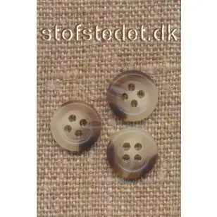 Lille 4-huls knap 11 mm. i offwhite og brun. - Knapper Brun, beige og off-white
