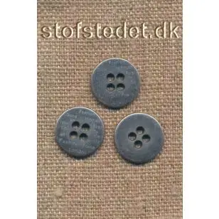 Metal-knap med i sølv med tekst Fashion - London 15 mm. - Guld-, sølv- og metalknapper