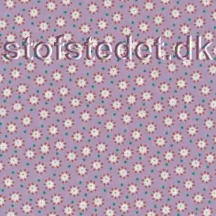 Bomuld øko-tex 100,  i lys syren med blomster. - Div mønstret bomuld