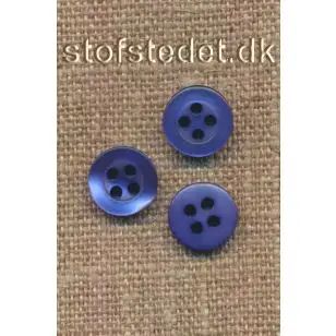 Lille 4-huls knap i lavendelblå, 11 mm. - Knapper Blå, turkis og petrol