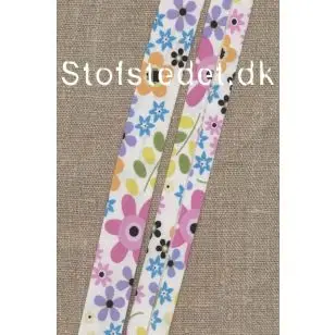 Skråbånd med blomster i hvid - Div skråbånd