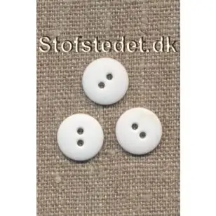 Hvid 2-huls knap i plast - 13 mm. - Knapper Hvid, grå og sort