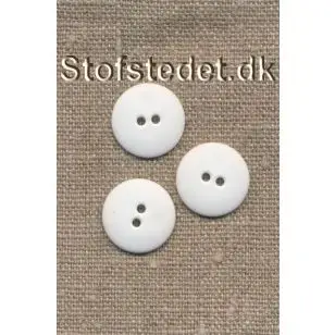 Hvid 2-huls knap i plast - 18 mm. - Knapper Hvid, grå og sort