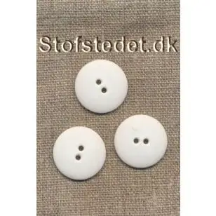 Hvid 2-huls knap i plast - 23 mm. - Knapper Hvid, grå og sort