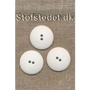 Hvid 2-huls knap i plast - 28 mm. - Knapper Hvid, grå og sort