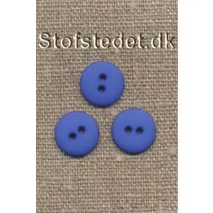 Klar blå 2-huls knap i plast - 13 mm. - Knapper Blå, turkis og petrol